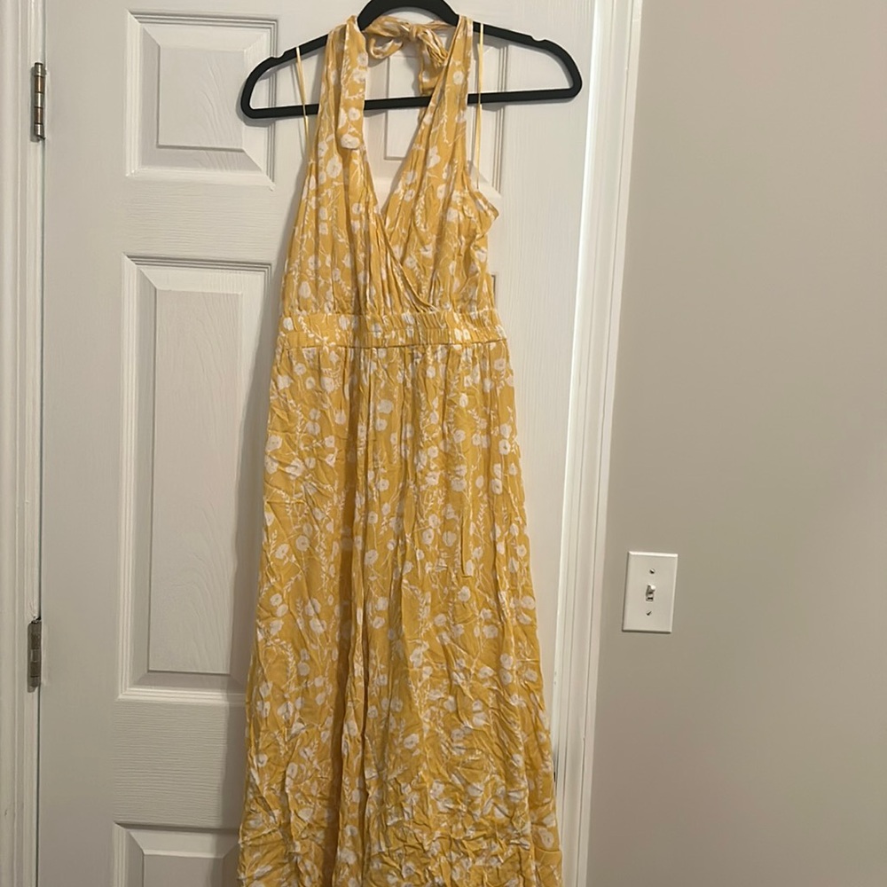 Open back halter yellow jumpsuit, Lunik M